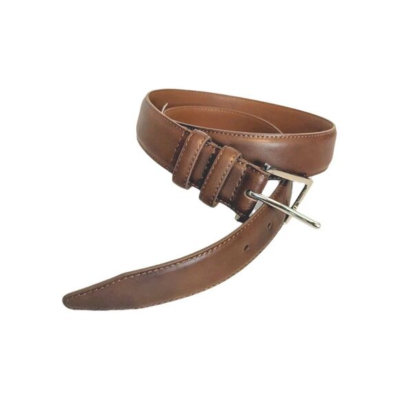 Nordstrom Mens Leather Belt Walnut Calf34 NewBrownStainless Steel Buckle